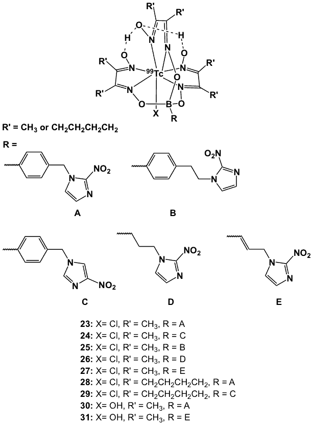 Figure 10 shows BATO-based technetium-99 complexes for hypoxia