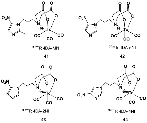 Figure 13 shows technetium 99m iminodiacetic acid complexes for hypoxia spect imaging