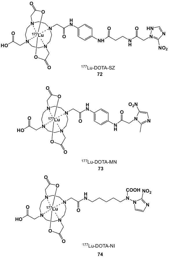 Figure 28 shows 177Lu-labelled DOTA nitroimidazole derivatives possible radiosensitizers