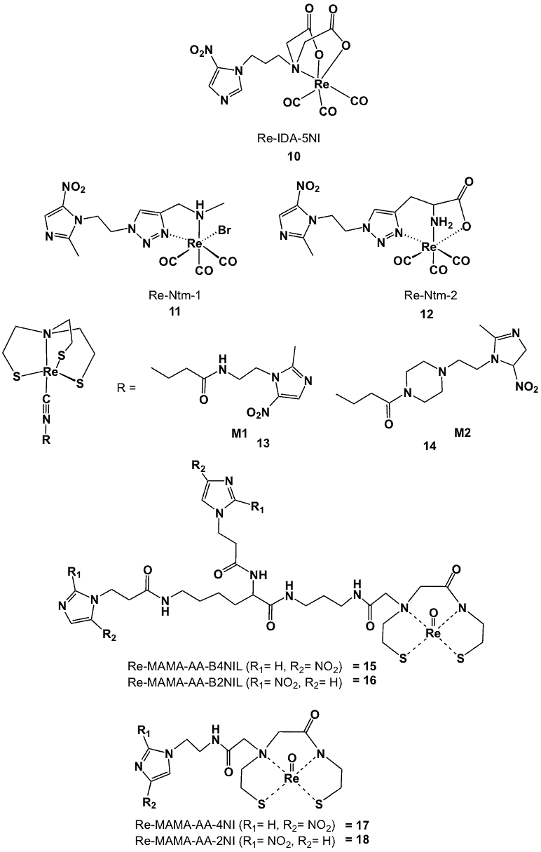 Figure 6 shows rhenium nitroimidazole complexes for hypoxia