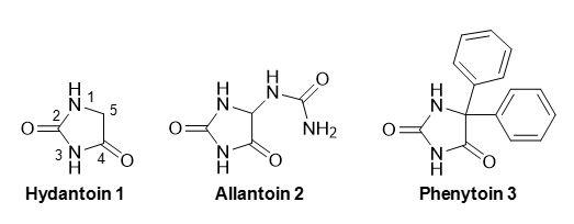 Figure 1 shows the chemical structures of hydantoin, allantoin and phenytoin