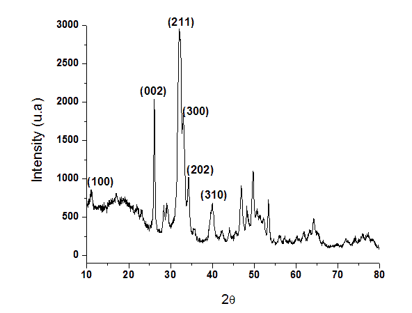 Figure 1 shows the X-ray diffraction pattern of nanostructured hydroxyapatite