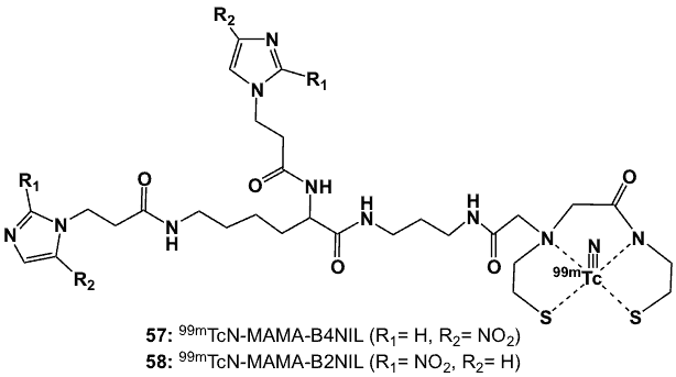 Figure 20 shows monoamine-monoamide dithiol ligands complexed with 99mTc-nitrido core for possible radiosensitizers