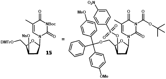 The chemical structure of the nosylated precursors used for the radiosynthesis on labelled fluorine-18 thymidine