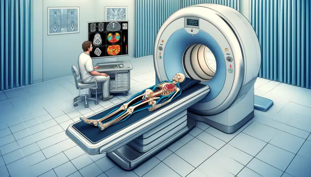 SPECT imaging uses gamma rays and radioactive tracers to create detailed three-dimensional images of the body.