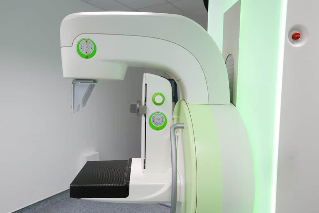 Mammography uses low-dose X-rays to detect breast cancer early, improving survival rates and patient outcomes.