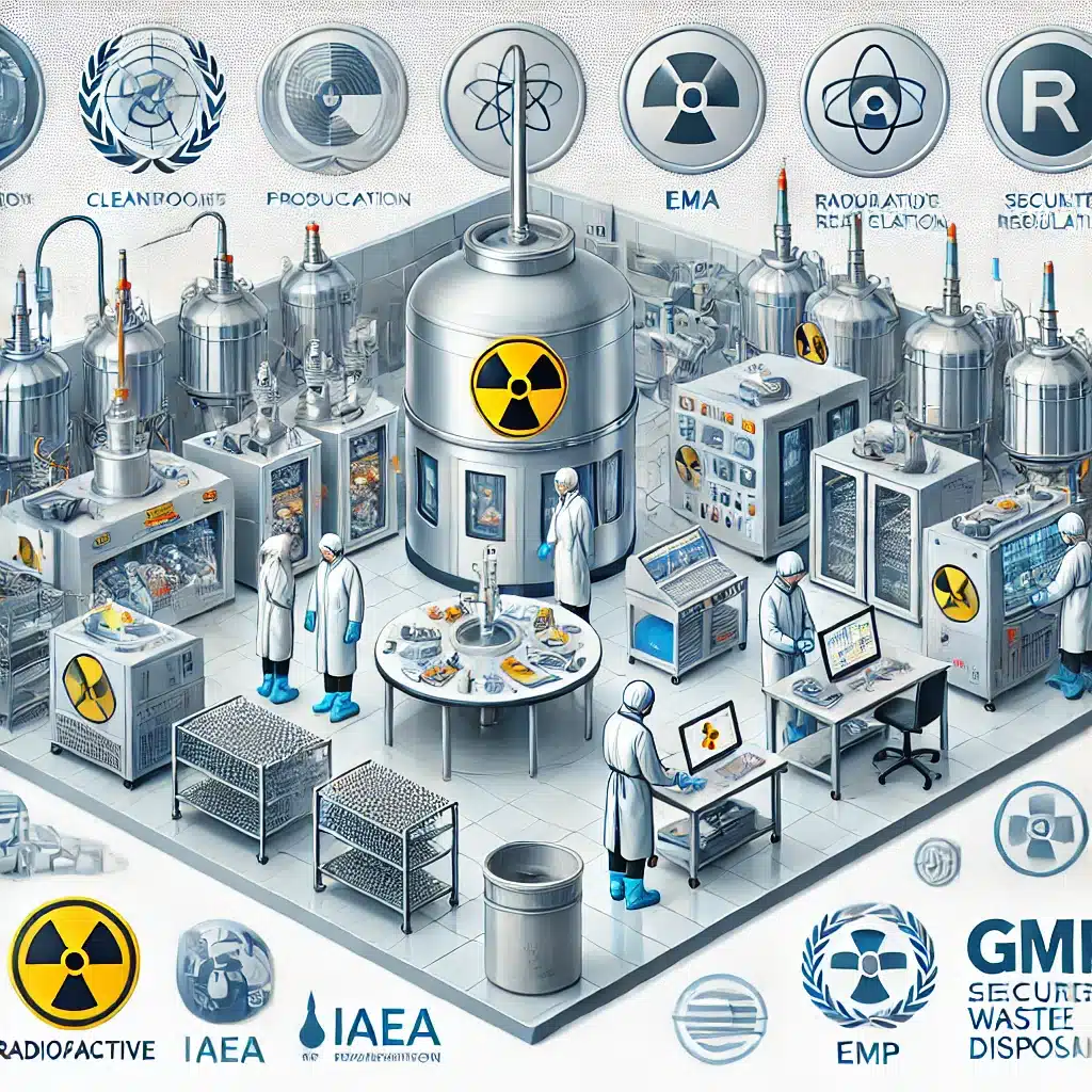 Radiopharmaceutical production requires strict compliance with safety and quality standards