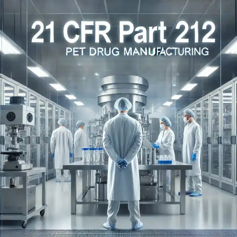 PET drug manufacturing follows strict standards under 21 CFR Part 212.