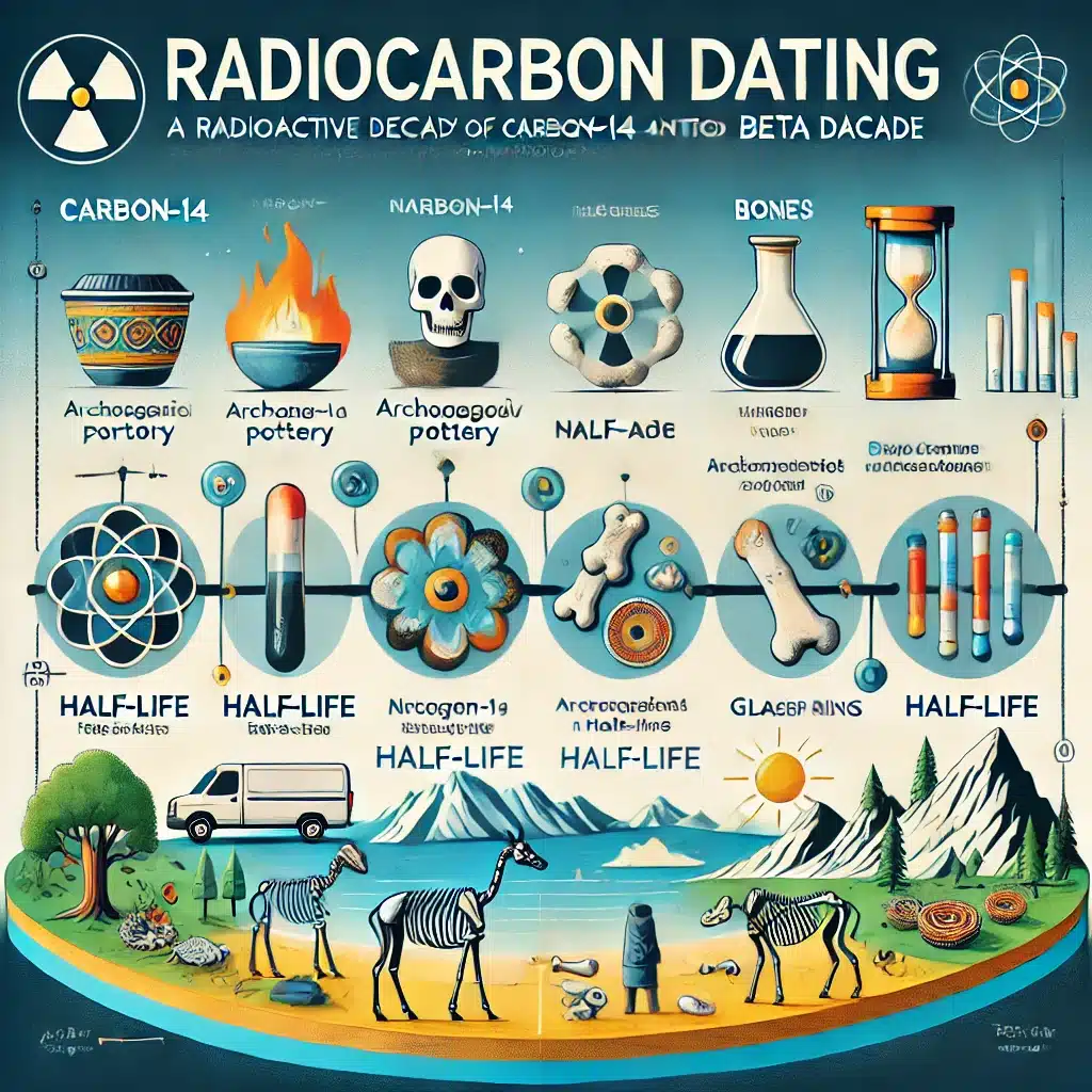 Carbon-14 decay helps date ancient artefacts and environmental samples accurately