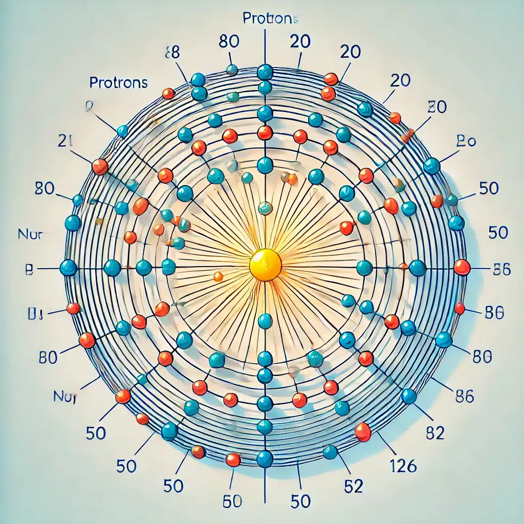 The nuclear shell model describes nucleons in discrete energy levels