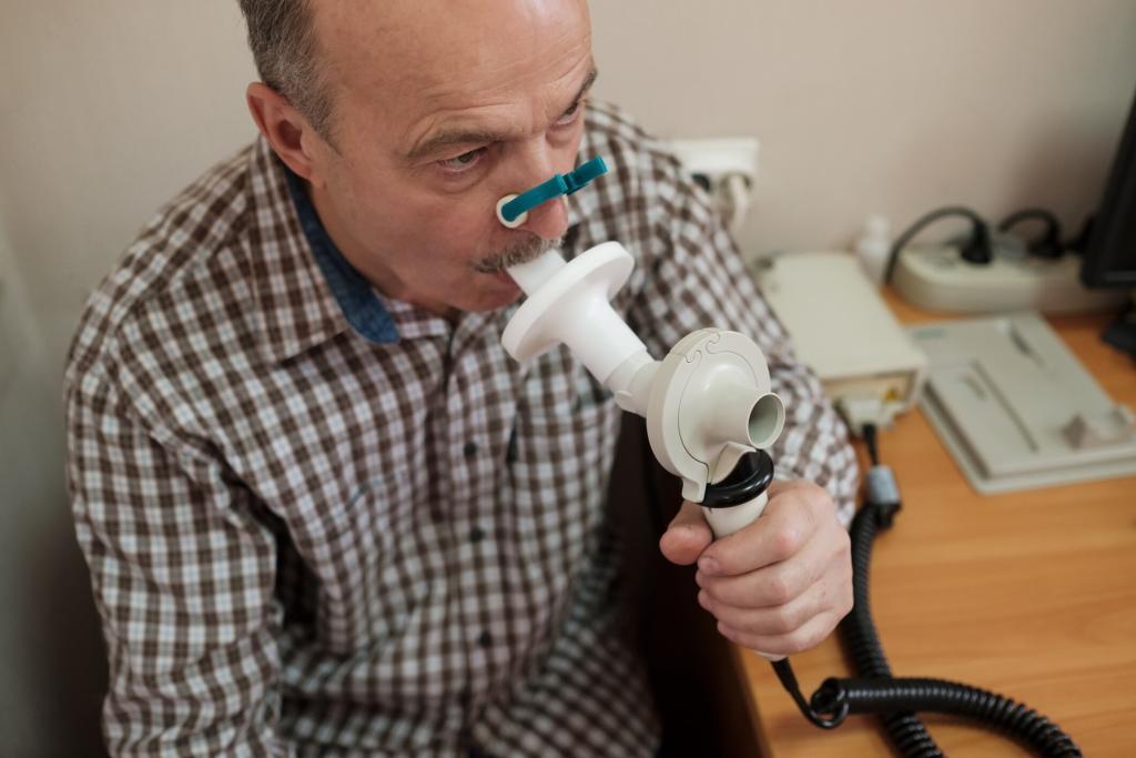 Lung function measures airflow, gas exchange, and respiratory health for diagnosis