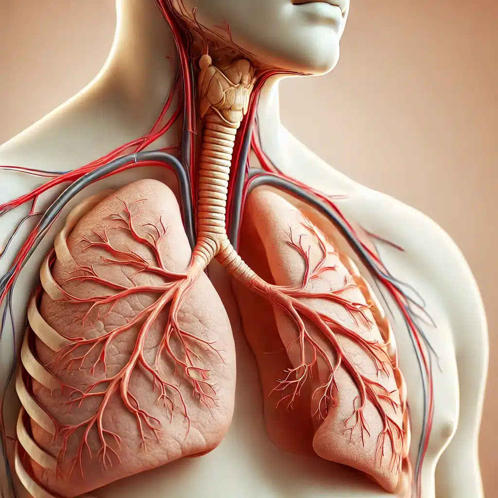 Lung function enables oxygen intake and carbon dioxide removal for survival