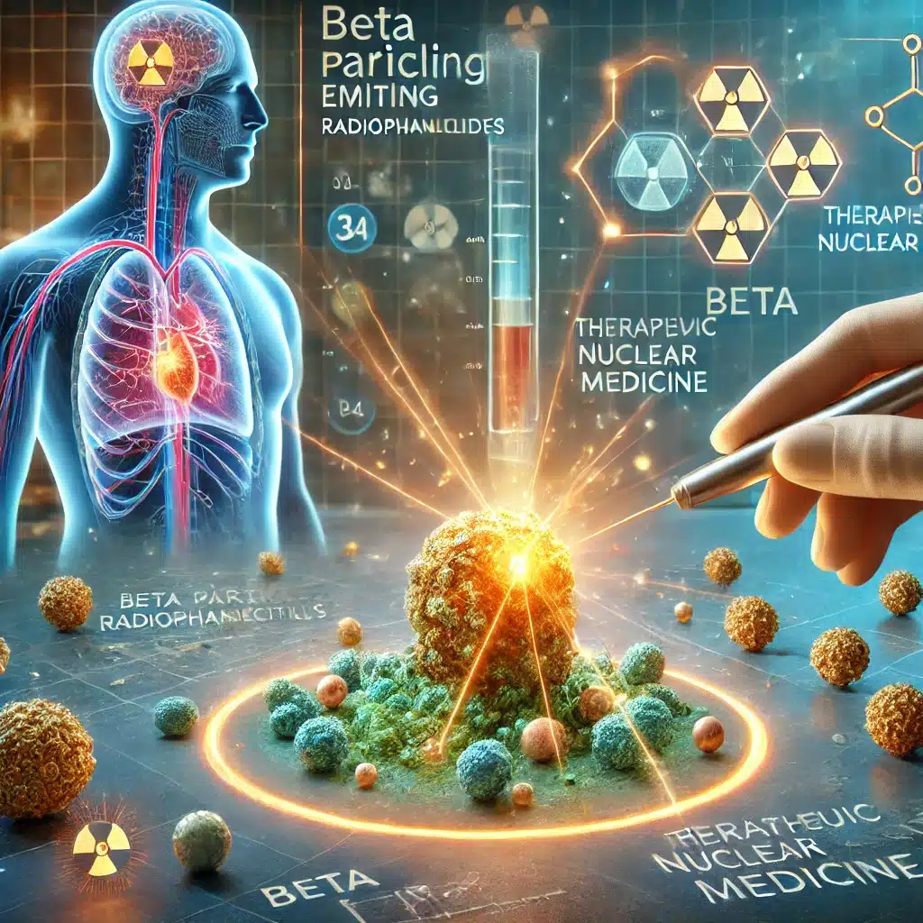 Beta particle emitting radionuclides target tumours while sparing healthy tissue