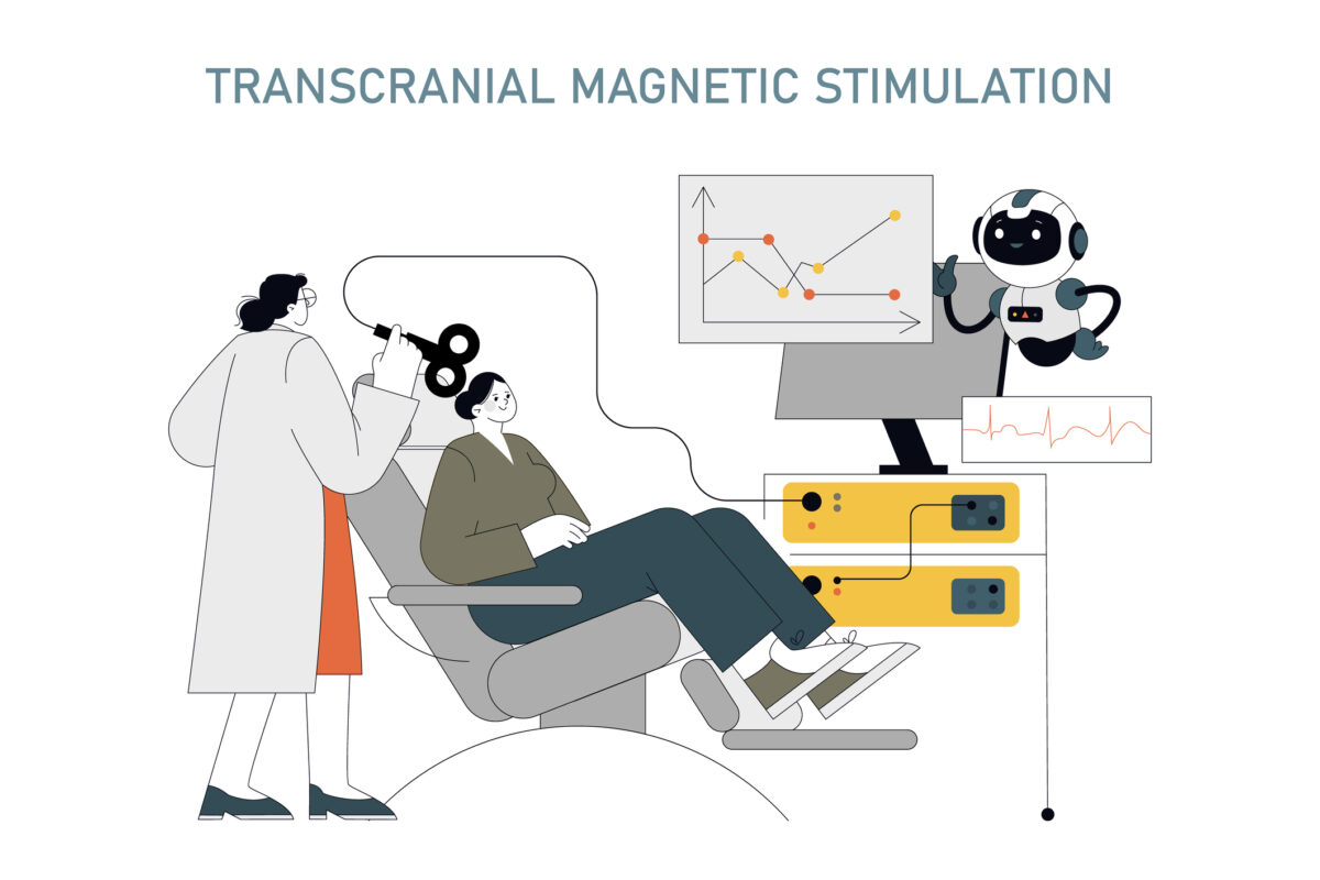 Transcranial Magnetic Stimulation Therapy Illustration