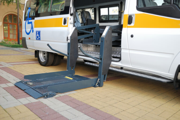 A wheelchair lift provides safe, easy access in home or van