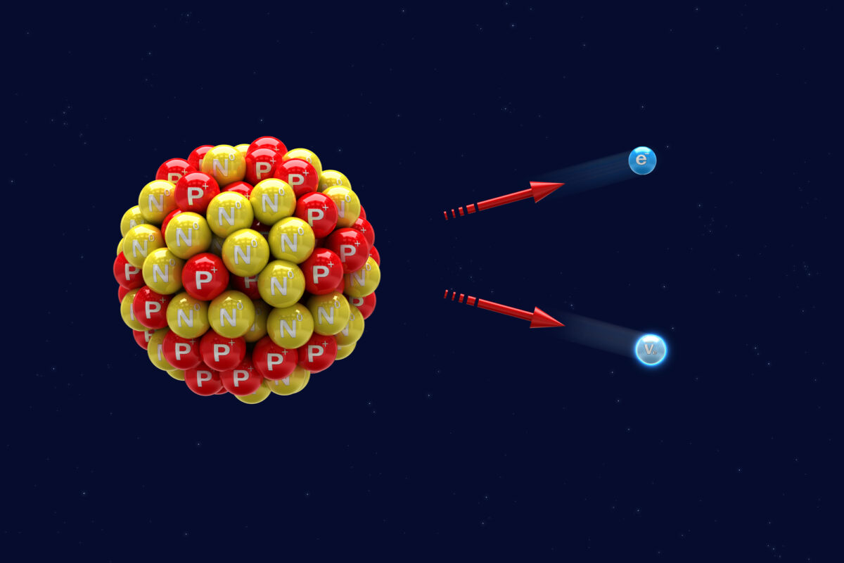 Beta particles influence molecular stability through ionisation and radical formation