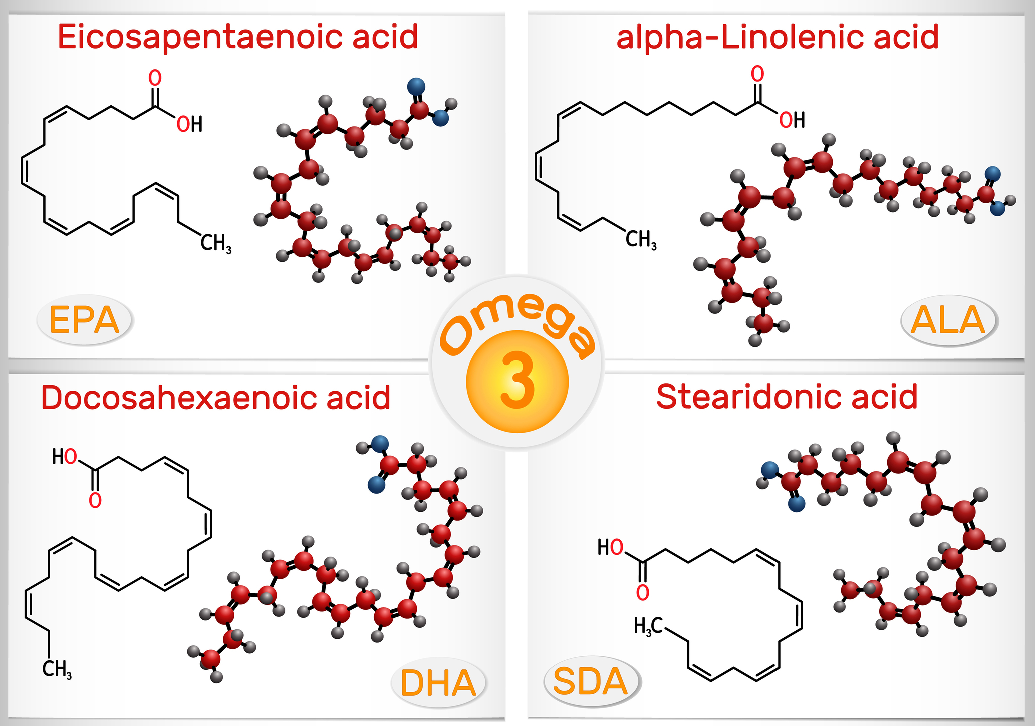 EPA and DHA are both long-chain omega-3 fatty acids essential
